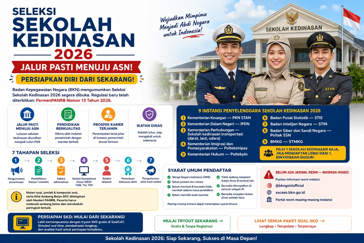 Sekolah Kedinasan 2026 Segera Dibuka: 9 Instansi, 7 Tahapan, dan Cara Persiapannya