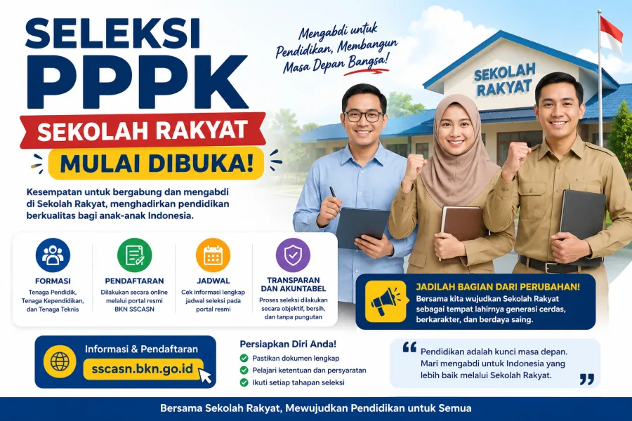 Seleksi PPPK Tendik Sekolah Rakyat 2026 Dibuka, Ada 5.127 Formasi